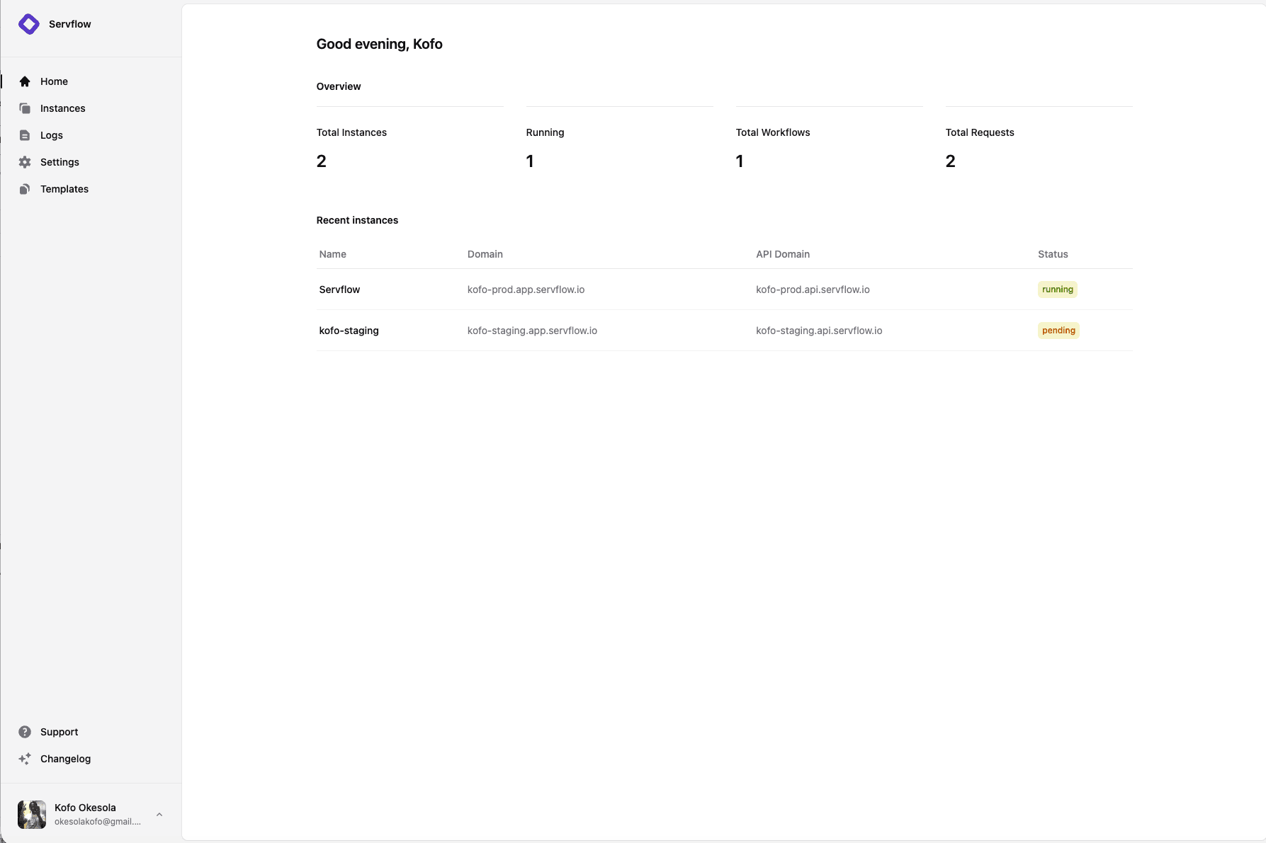 Servflow Cloud Dashboard